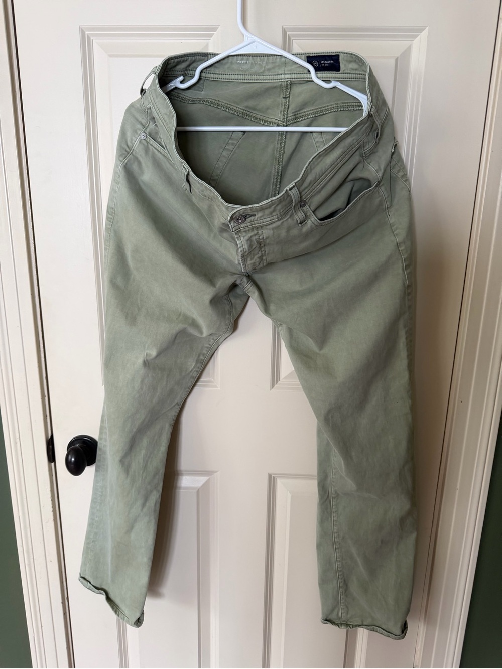 Ag Adriano Goldschmied Olive Green Straight-Leg Chinos